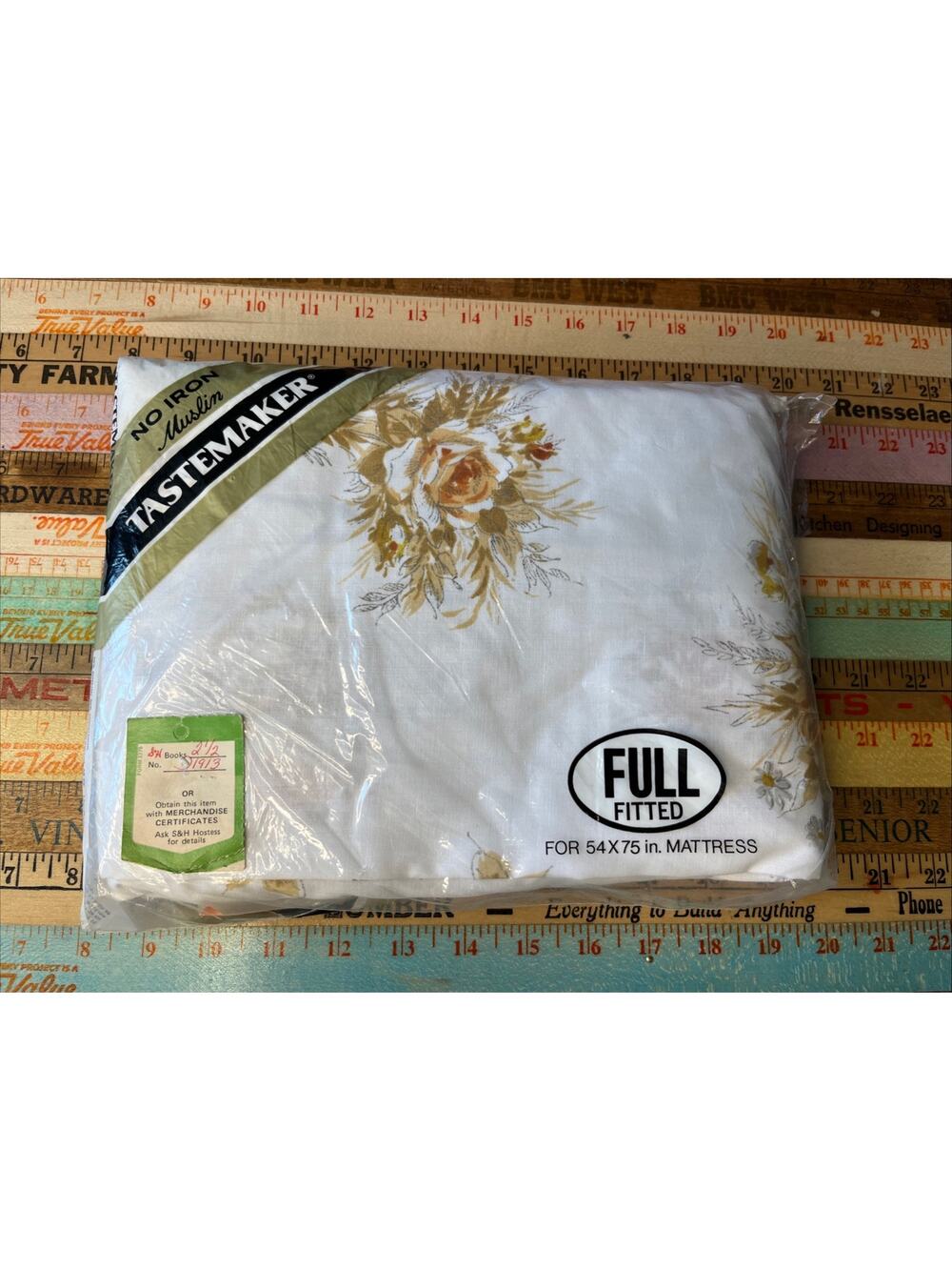 Vintage TASTERMAKER No Iron Muslin Full Fitted Sheet 54 x 75 NEW Roses Cottage